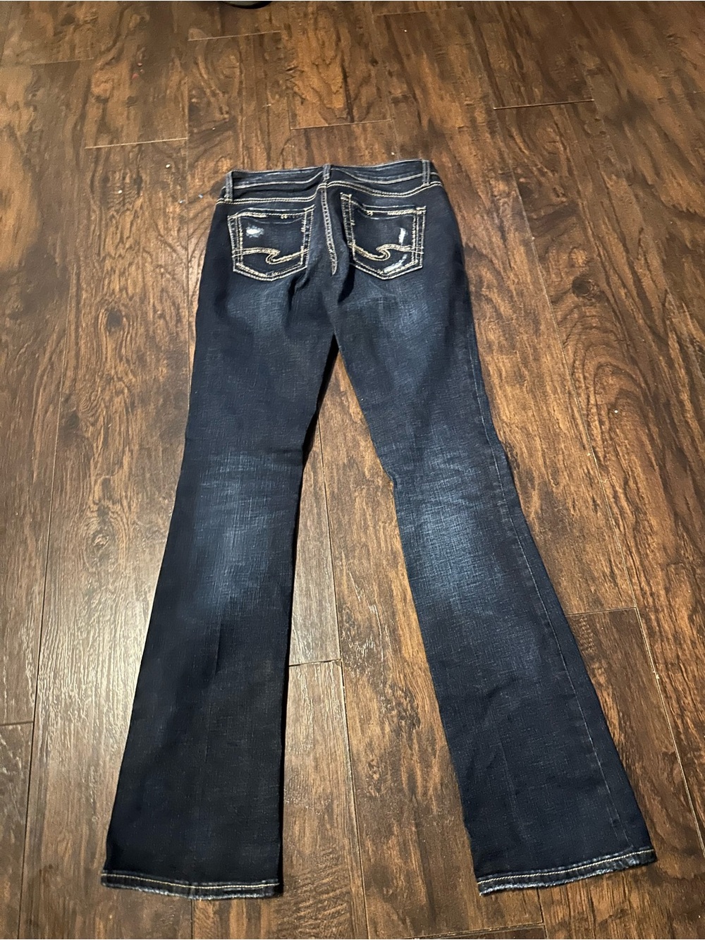 Silver Jeans Dark Blue Flare Jeans with Contrast Stitching size 27x 35